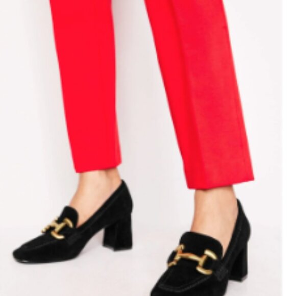 Boden black suede block heel Iris Snaffle Heeled Loafer - Picture 1 of 6